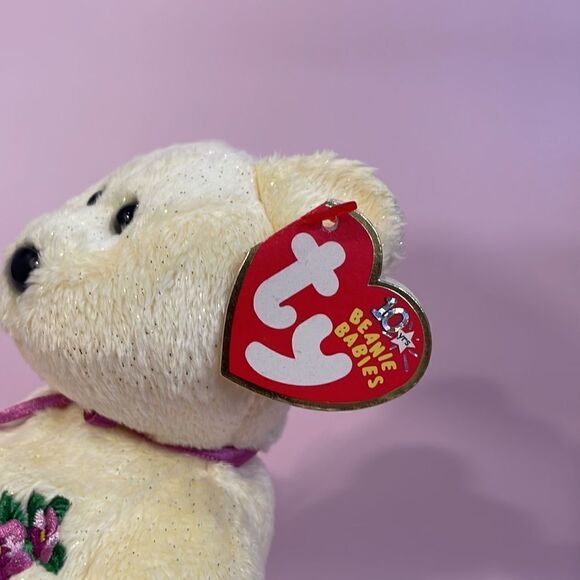 2002 10 years of Beanie Babies TY Beanie Baby Mother Yellow w Sparkles Plush Toy - Picture 7 of 10